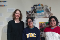 From left) Serin Houston, assistant professor in geography, Anya Nandkeolyar ’19 and Shebati Sengupta ’19