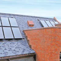 Creighton Hall with solar panels on roof.