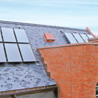 Creighton Hall with solar panels on roof.