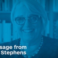Sonya Stephens, white text &quot;A message from Sonya Stephens&quot;