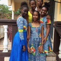 Olivia Lucas (farthest right) and her host family on International Women's Day in Cameroon