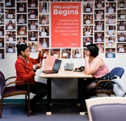 cdc-journey-begins.jpg A career counselor working with a student in the Career Development Center
