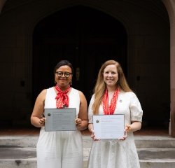 Left to Right: Symone A. New ’10 and Melanie Haber Gentile ’10 were honored at Reunion II on May 31, 2025.