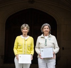 Left to Right: Sarah Miller Coulson ’75 and Claire Lillis Barnett ’65 were honored at Reunion I on May 24, 2025. Not pictured: Suzan-Lori Parks ’85 and Kelley Calvin ’05.
