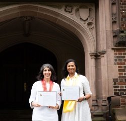 Left to Right: Suzy George ’90 and Aimée Eubanks Davis ’95 were honored at Reunion II on May 31, 2025