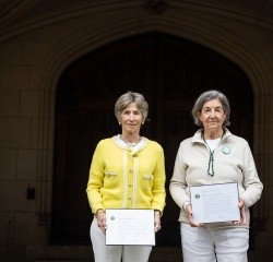 Left to Right: Sarah Miller Coulson ’75 and Claire Lillis Barnett ’65 were honored at Reunion I on May 24, 2025. Not pictured: Suzan-Lori Parks ’85 and Kelley Calvin ’05.