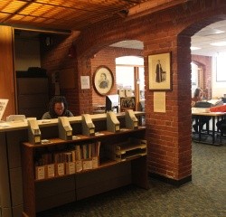 The welcome desk and workspace in Archives &amp; Special Collections