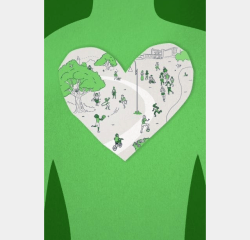 Illustration of the silhouette of a body with a large open heart