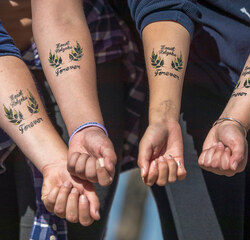Mountain Day (2007) - Students with tattoos on their arms that read "Mount Holyoke Forever Shall Be"
