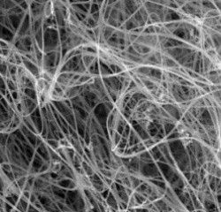 Abstract image of carbon nanotubes forming into macroscopic webs.