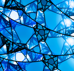 Blue stained glass mosaic