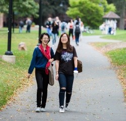 Students walking on campus