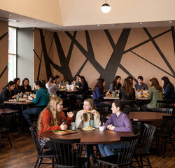 MHC students eating in the dining hall.