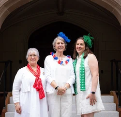 Left to Right: Caroline Carosso Griep ’86, Susan Ham Heldman ’76 and Melissa Anderson Russell ’01 were honored at Reunion I on May 23, 2026.