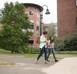 Students walking across Mount Holyoke College