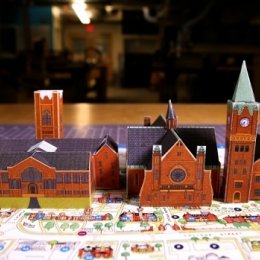 Miniature model of MHC Campus made by students from Fimbel Lab.