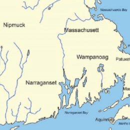 Map of Massachusetts indicating where indigenous tribes lived