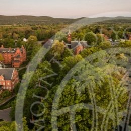 Aerial view of MHC with MHC logo watermarked over it.