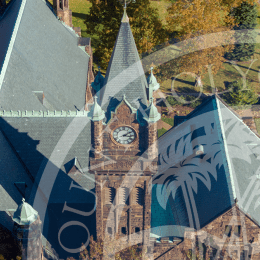 Mary Lyon and the clock tower as seen from above
