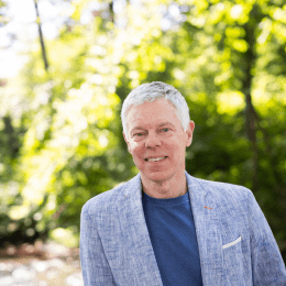 William Seigh in 2023 on the Mount Holyoke College campus. Photo by Joanna Chapman.