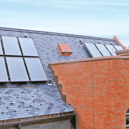 Creighton Hall with solar panels on roof.