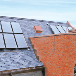 Creighton Hall with solar panels on roof.