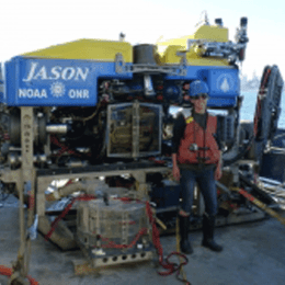 Veronika Kivenson FP’13 took part in a 2013 expedition aboard the research vessel Atlantis using an underwater robot to collect microbe samples, which she is now analyzing.
