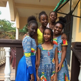 Olivia Lucas (farthest right) and her host family on International Women's Day in Cameroon