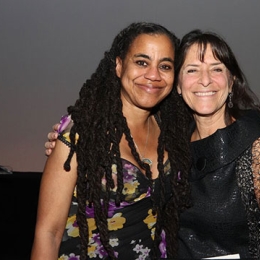 Alumna and playwright Suzan-Lori Parks L) poses with Mount Holyoke senior lecturer Leah Glasser. Parks won the prestigious Steinberg Award, recognizing her artistic contributions to American theater. 