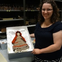 Emily working on one of the dolls in the Colonial Williamsburg’s Toy Collection