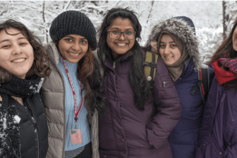 Group of students smiling in winter