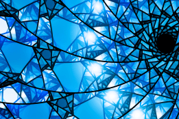 Blue stained glass mosaic