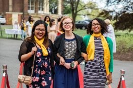 students-on-red-carpet-2019.jpg Students walking the red carpet heading into the reception at the President's house