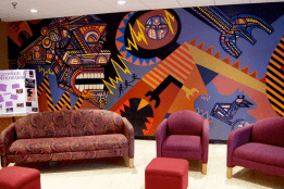 The lounge space in the Betty Shabazz Cultural Center