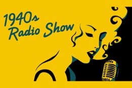 An illustration of a women singing into a vintage microphone