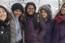 Group of students smiling in winter