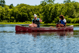Students participating in water quality testing