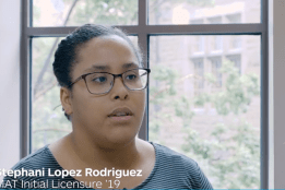 Stephani Lopez Rodriguez, MAT’19, from a video of her talking about the influence of Mount Holyoke on her students.
