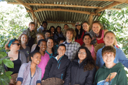 A group of students in a study abroad program in Costa Rica