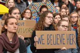 Students standing in solidarity during the MeToo movement