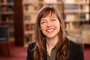 Kat Janeczek, 2024, in the library reading room