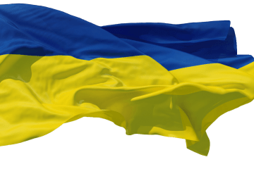 Flag of Ukraine blowing as if on a flagpole