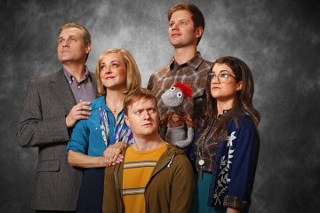 Poster for "Hand to God," starring Geneva Carr ’88 (second from left)