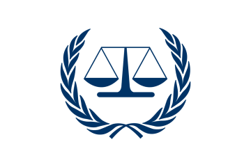 International Criminal Court Logo - Dark blue scales with leaves around