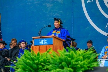President Danielle R. Holley speaking at Mount Holyoke's one hundred eighty-eighth Commencement in 2025.