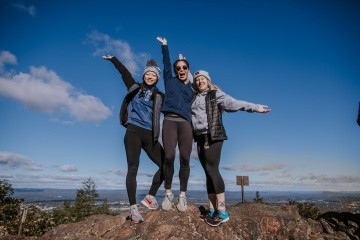 MHC students at the summit of Mount Holyoke, 2018.