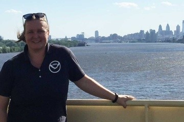 On the bridge of a ship during a recent transit down the Delaware River on a cargo ship.