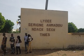 Exterior wall of the Ahmadou Ndack Seck high school of Thies, Senegal.