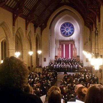 The view from the Abbey Chapel balcony during a Vespers concert