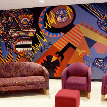 The lounge space in the Betty Shabazz Cultural Center